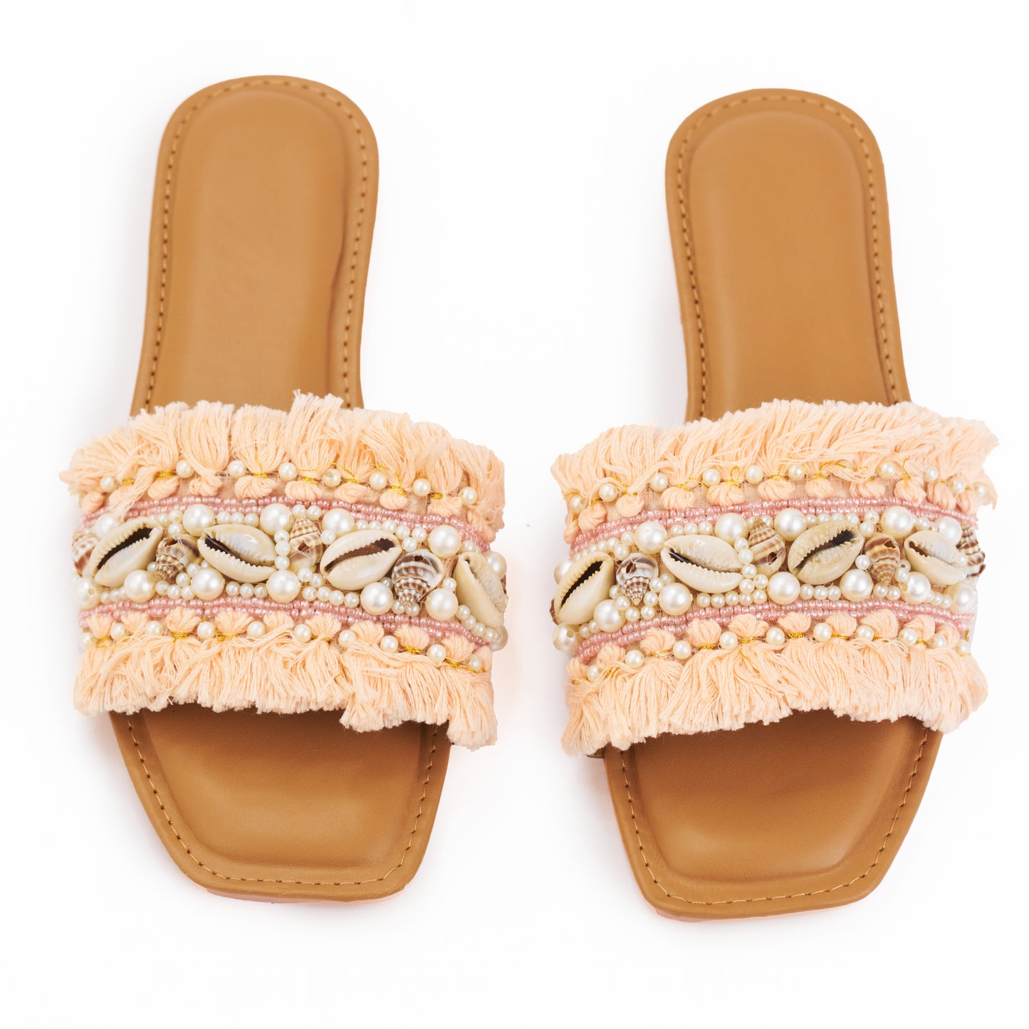 RAVIS Boho Frill Shell Sliders