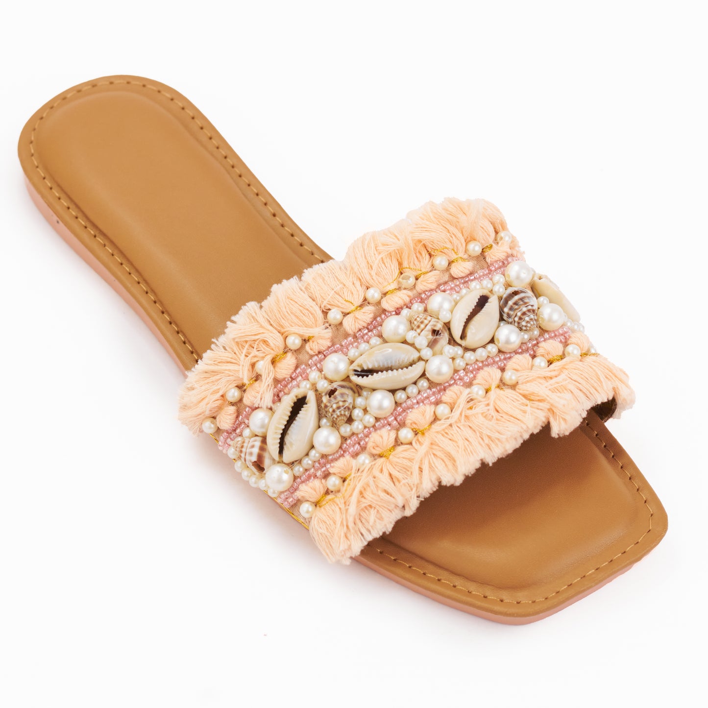 RAVIS Boho Frill Shell Sliders