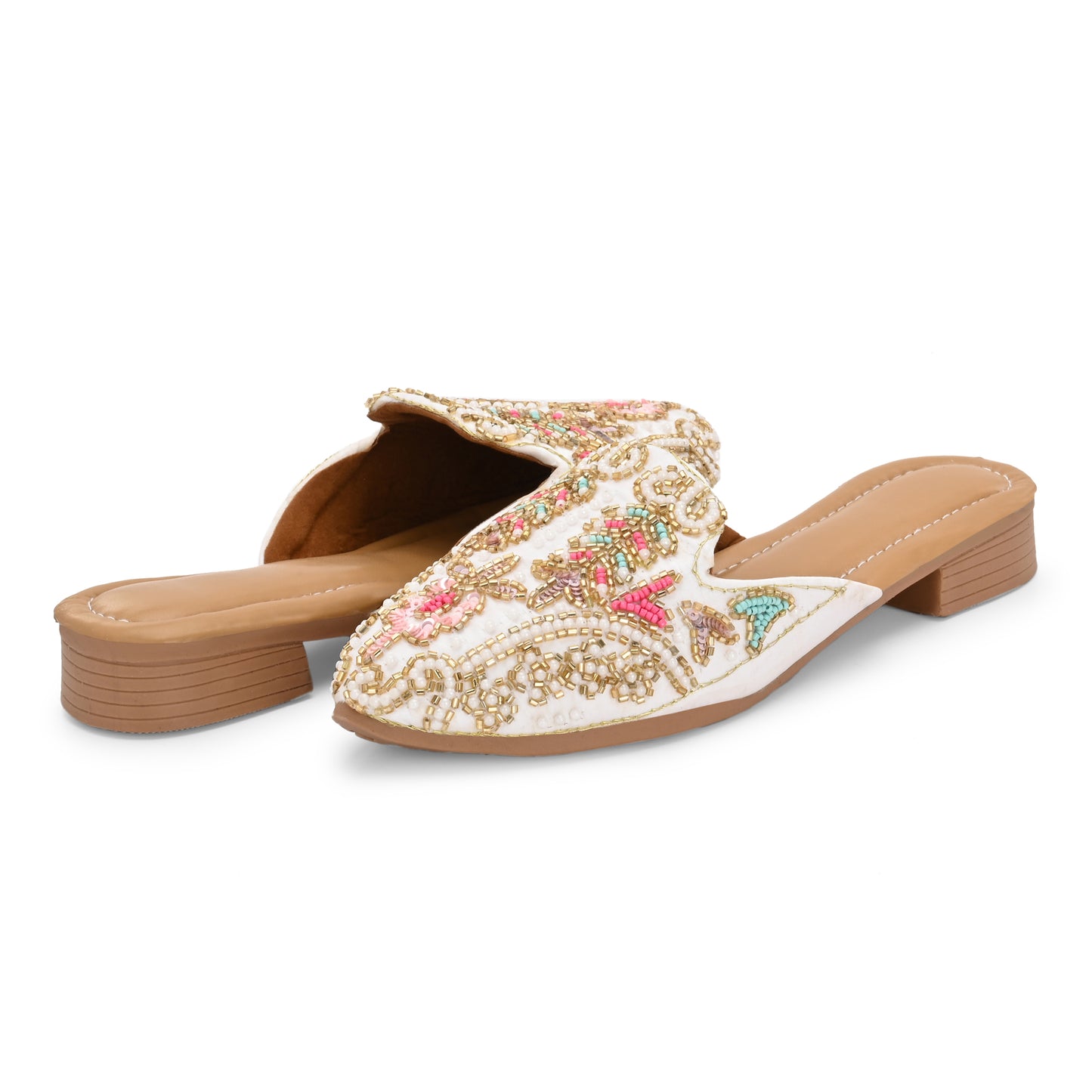 Ravis Embroidered Ethnic Mule for Women – Festive Slip-On Jutti with Heel