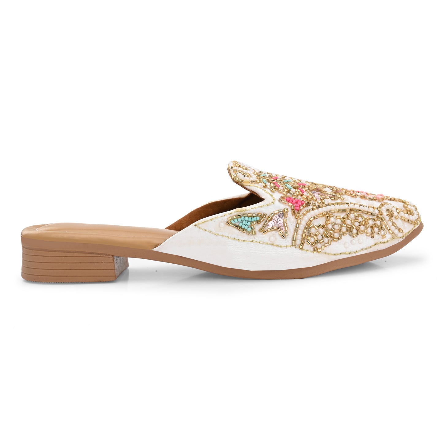 Ravis Embroidered Ethnic Mule for Women – Festive Slip-On Jutti with Heel