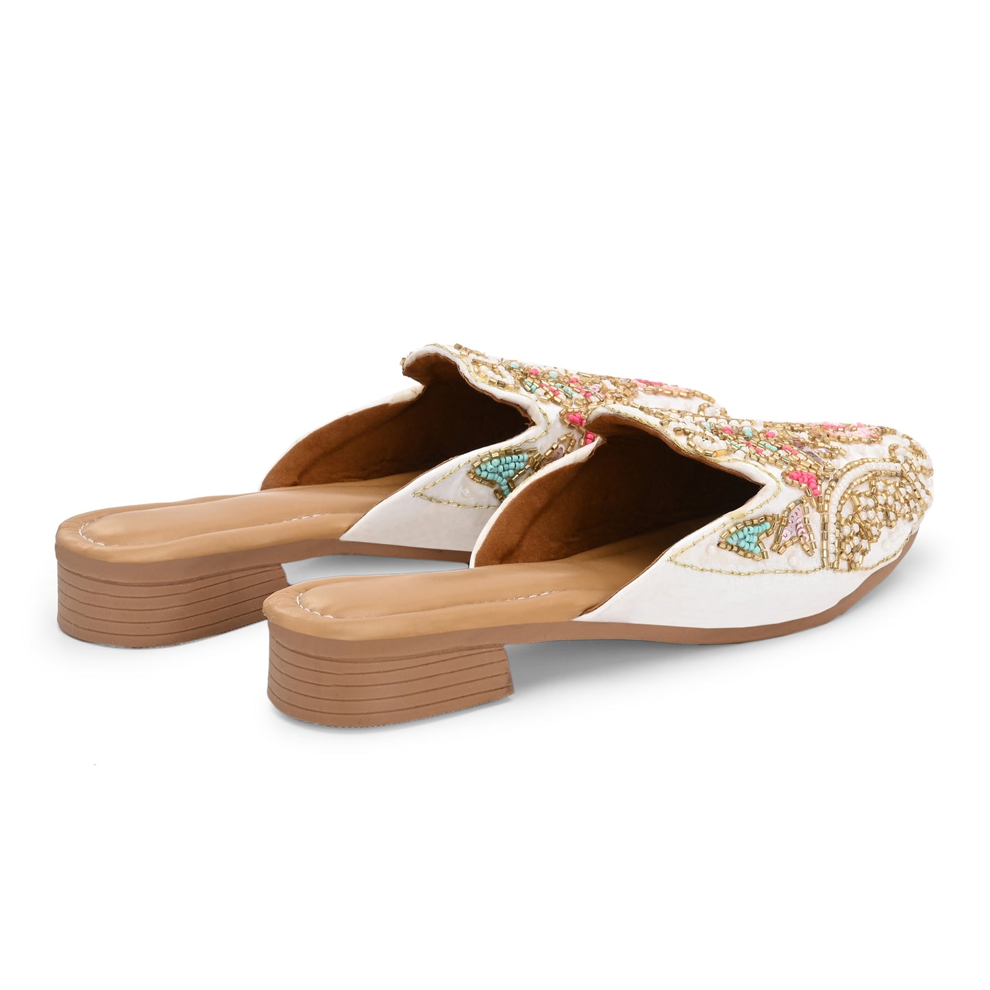 Ravis Embroidered Ethnic Mule for Women – Festive Slip-On Jutti with Heel