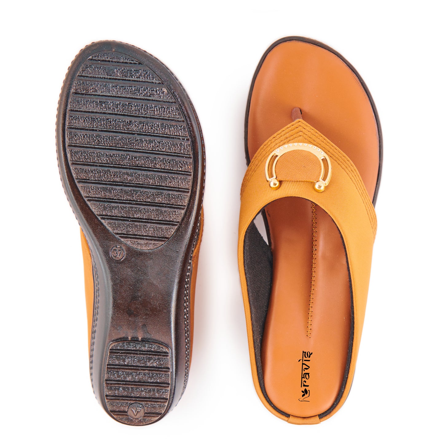 Ravis Gold Ring Toe-Ring Flats – Comfort Slip-On Daily Wear Sandals for Women