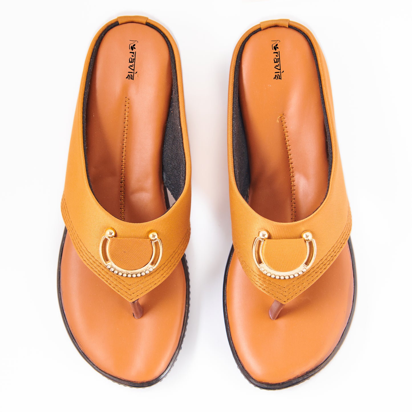 Ravis Gold Ring Toe-Ring Flats – Comfort Slip-On Daily Wear Sandals for Women