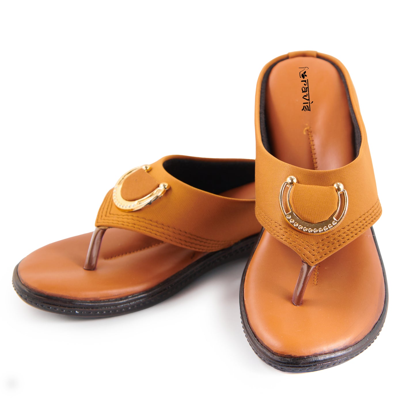Ravis Gold Ring Toe-Ring Flats – Comfort Slip-On Daily Wear Sandals for Women