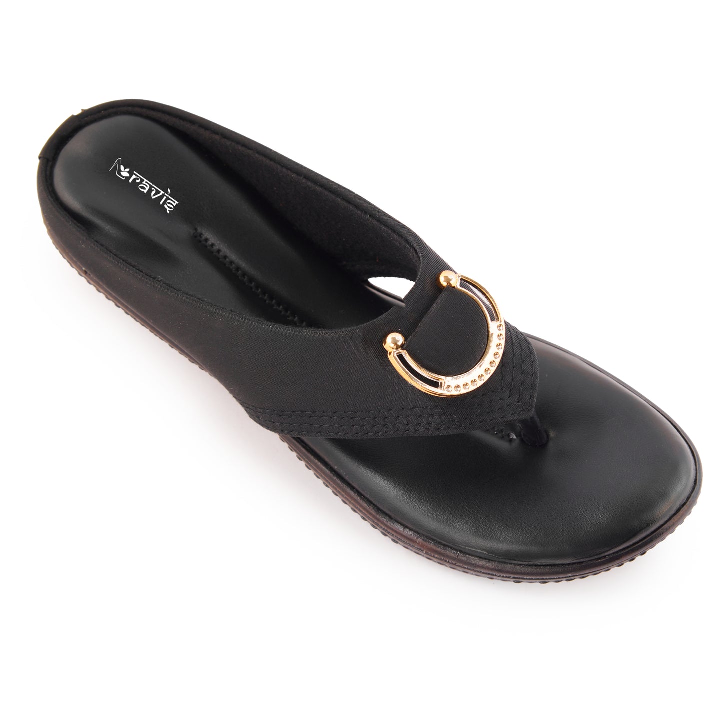 Ravis Gold Ring Toe-Ring Flats – Comfort Slip-On Daily Wear Sandals for Women