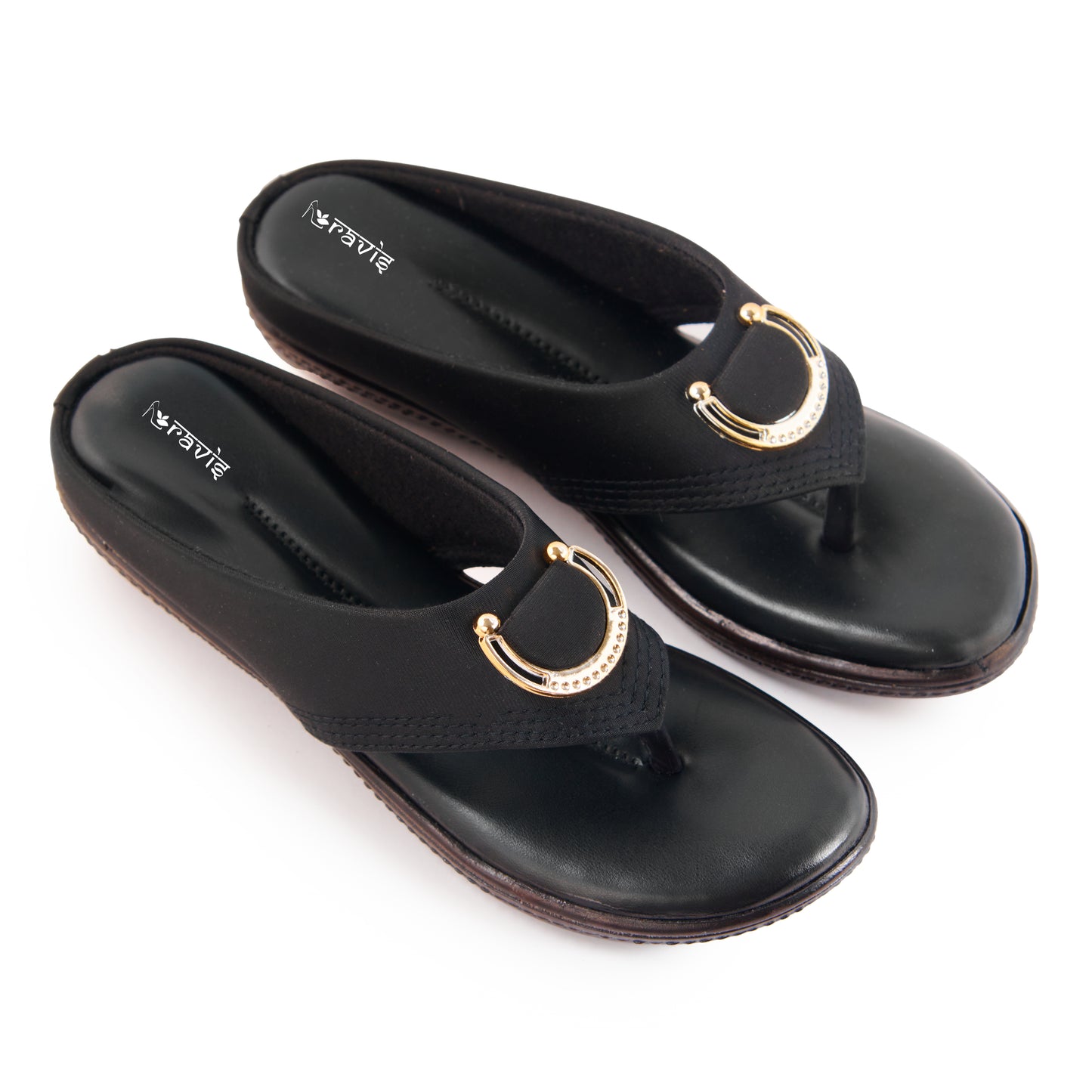 Ravis Gold Ring Toe-Ring Flats – Comfort Slip-On Daily Wear Sandals for Women