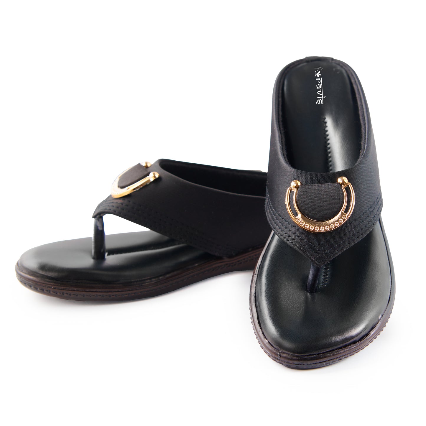 Ravis Gold Ring Toe-Ring Flats – Comfort Slip-On Daily Wear Sandals for Women