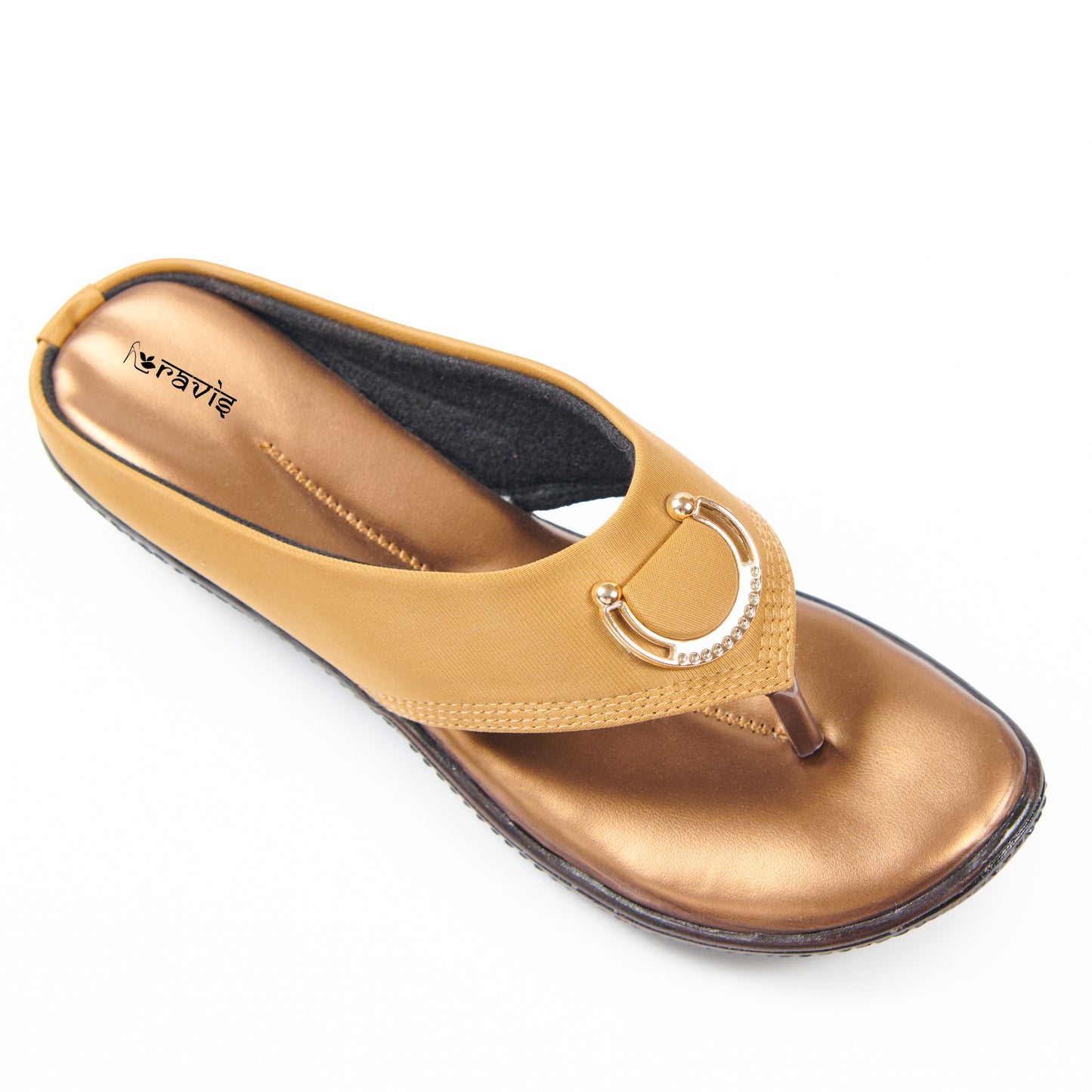 Ravis Gold Ring Toe-Ring Flats – Comfort Slip-On Daily Wear Sandals for Women