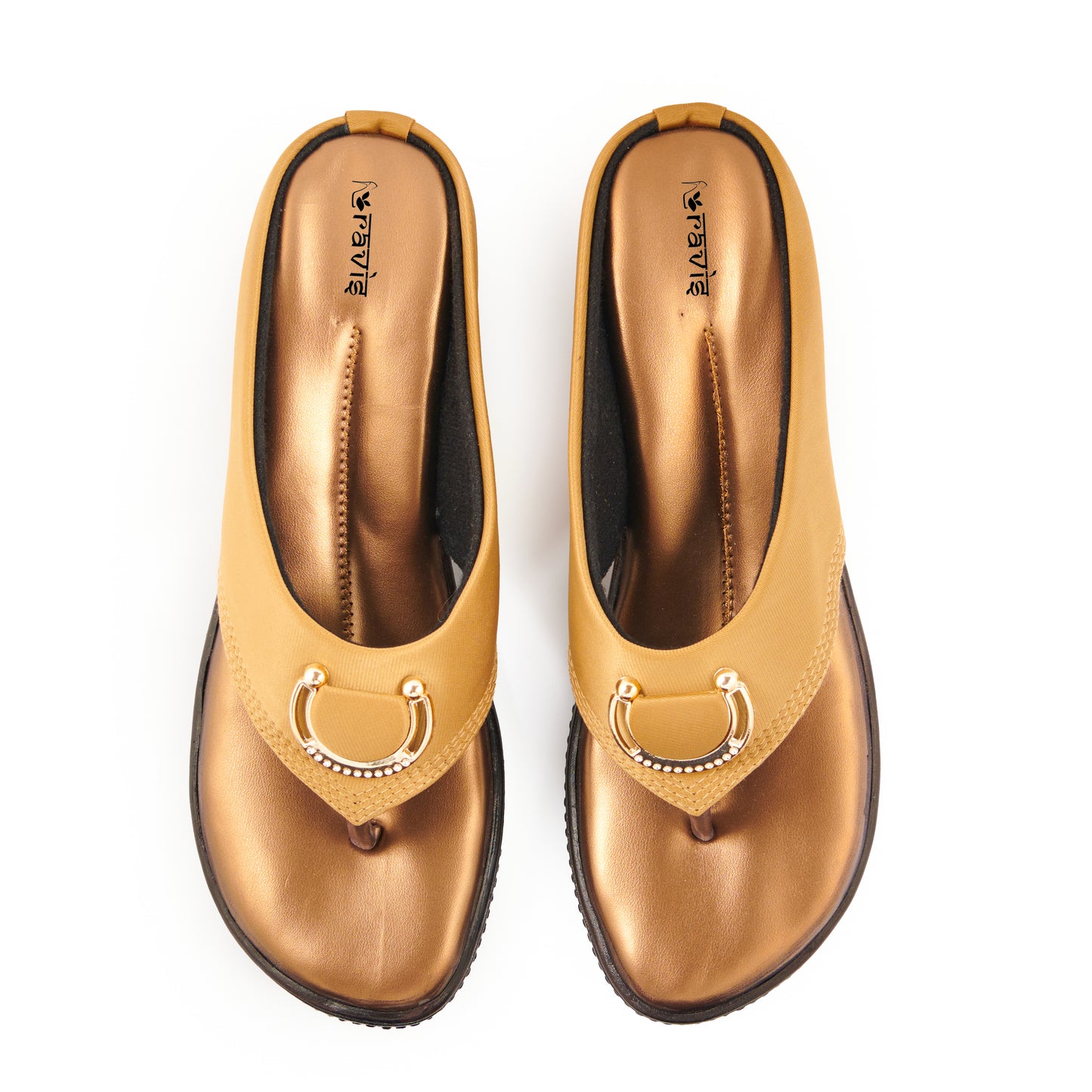 Ravis Gold Ring Toe-Ring Flats – Comfort Slip-On Daily Wear Sandals for Women