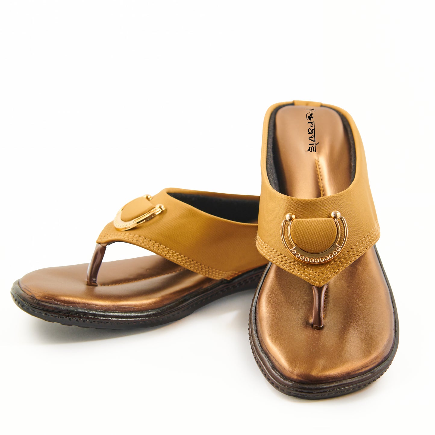 Ravis Gold Ring Toe-Ring Flats – Comfort Slip-On Daily Wear Sandals for Women