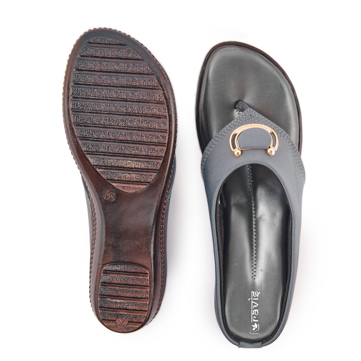 Ravis Gold Ring Toe-Ring Flats – Comfort Slip-On Daily Wear Sandals for Women