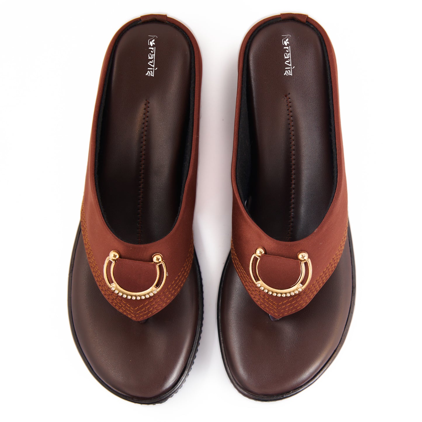 Ravis Gold Ring Toe-Ring Flats – Comfort Slip-On Daily Wear Sandals for Women