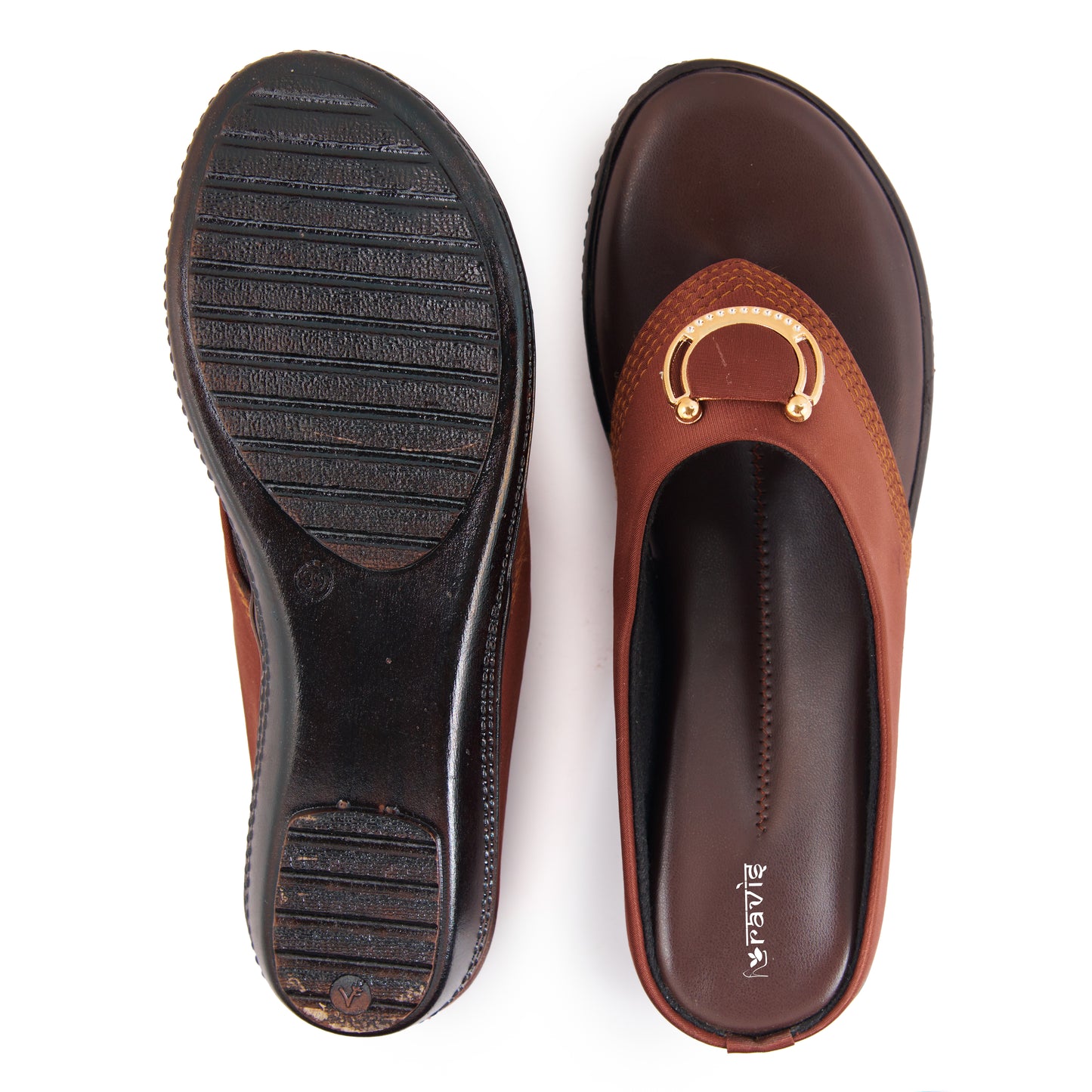 Ravis Gold Ring Toe-Ring Flats – Comfort Slip-On Daily Wear Sandals for Women