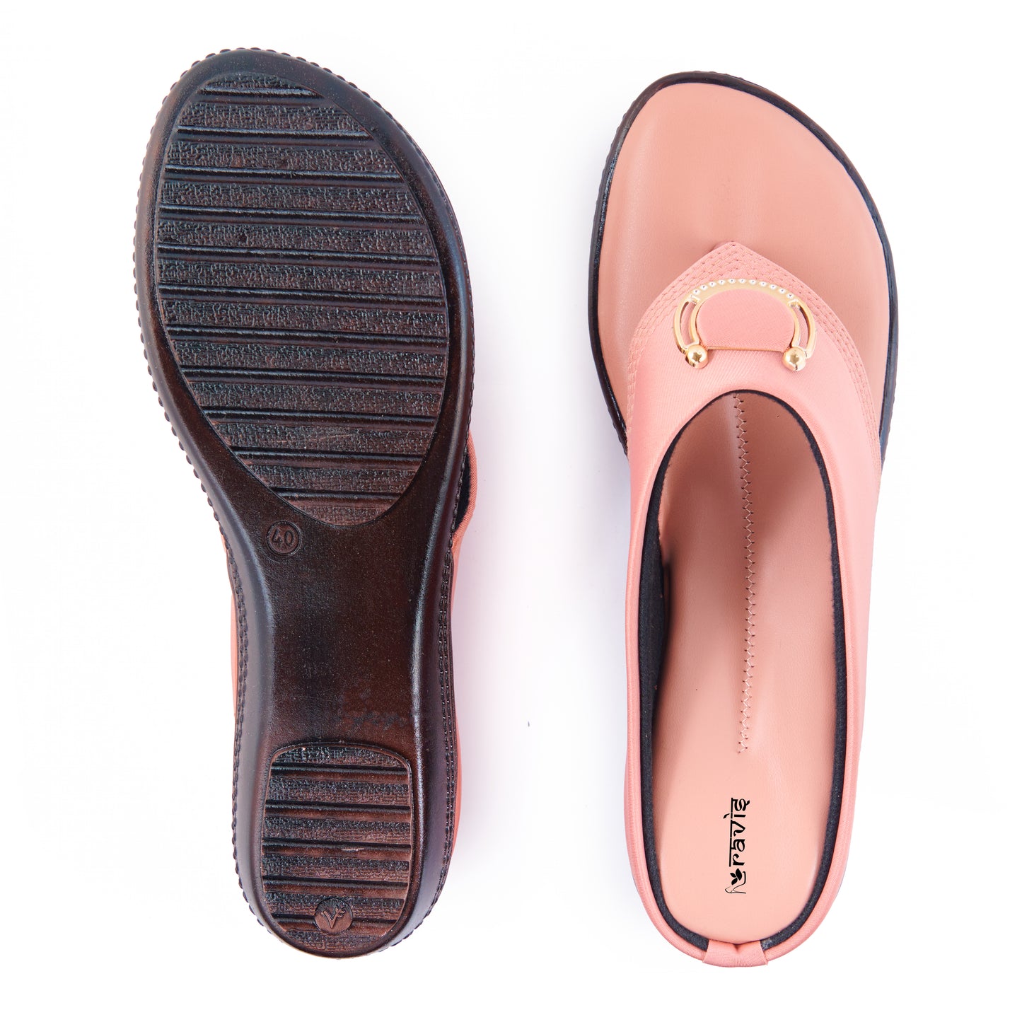 Ravis Gold Ring Toe-Ring Flats – Comfort Slip-On Daily Wear Sandals for Women