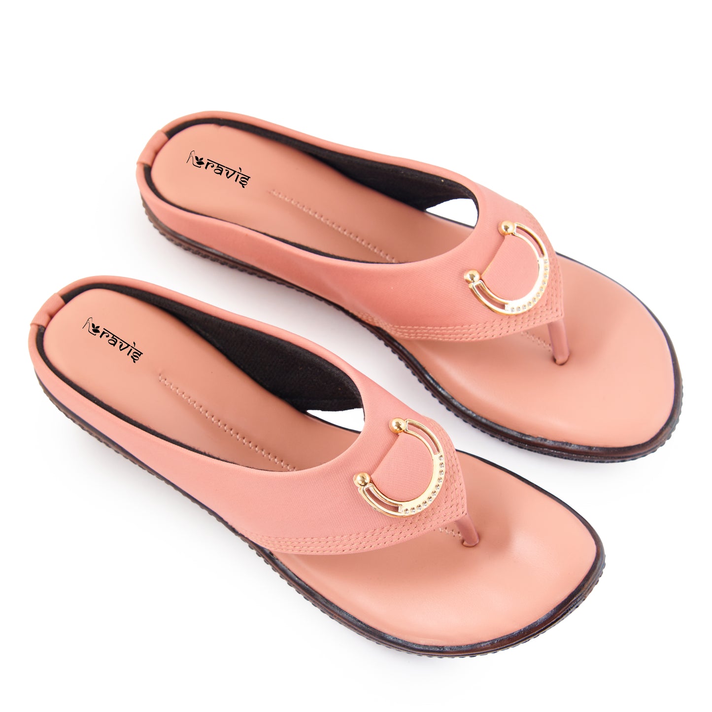 Ravis Gold Ring Toe-Ring Flats – Comfort Slip-On Daily Wear Sandals for Women