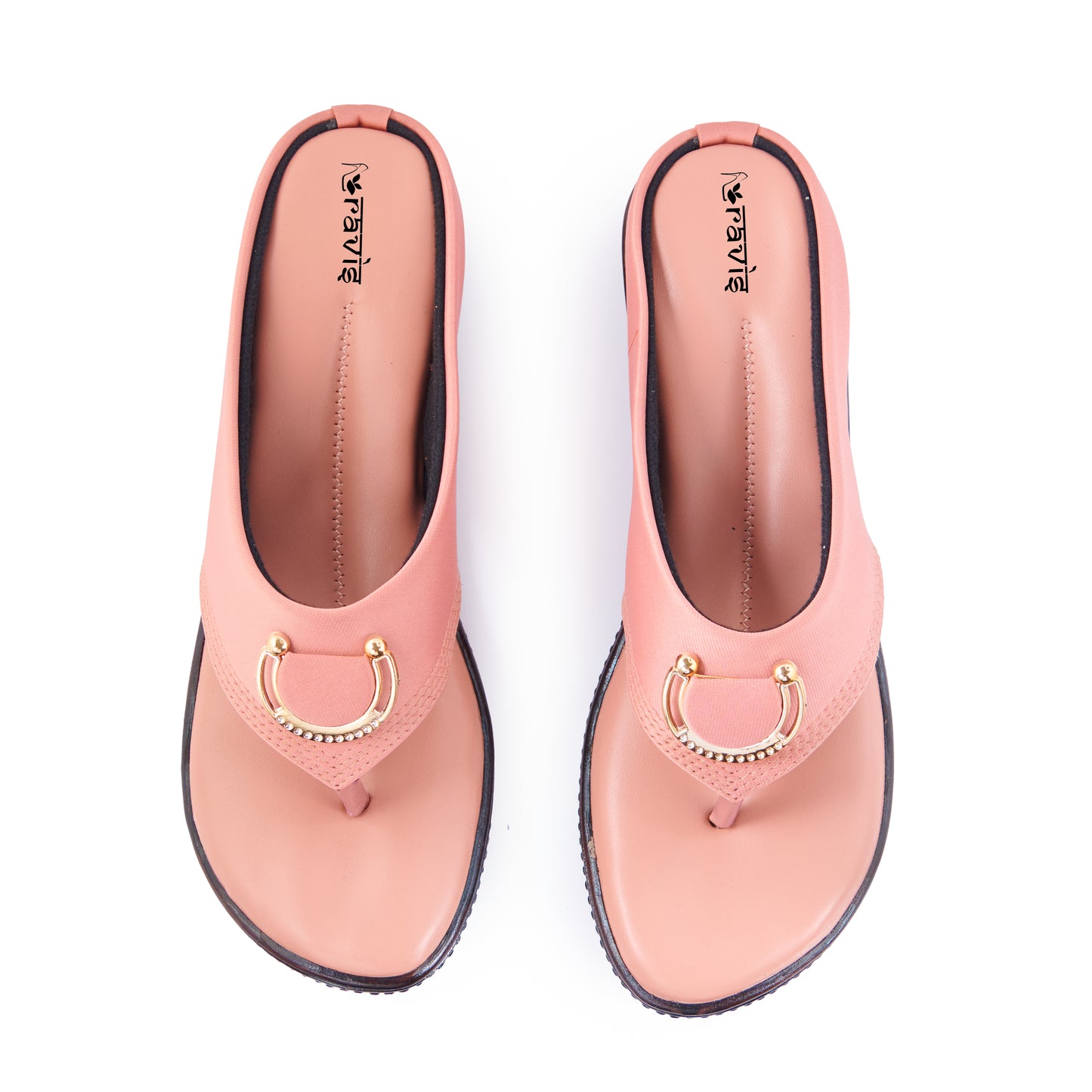 Ravis Gold Ring Toe-Ring Flats – Comfort Slip-On Daily Wear Sandals for Women