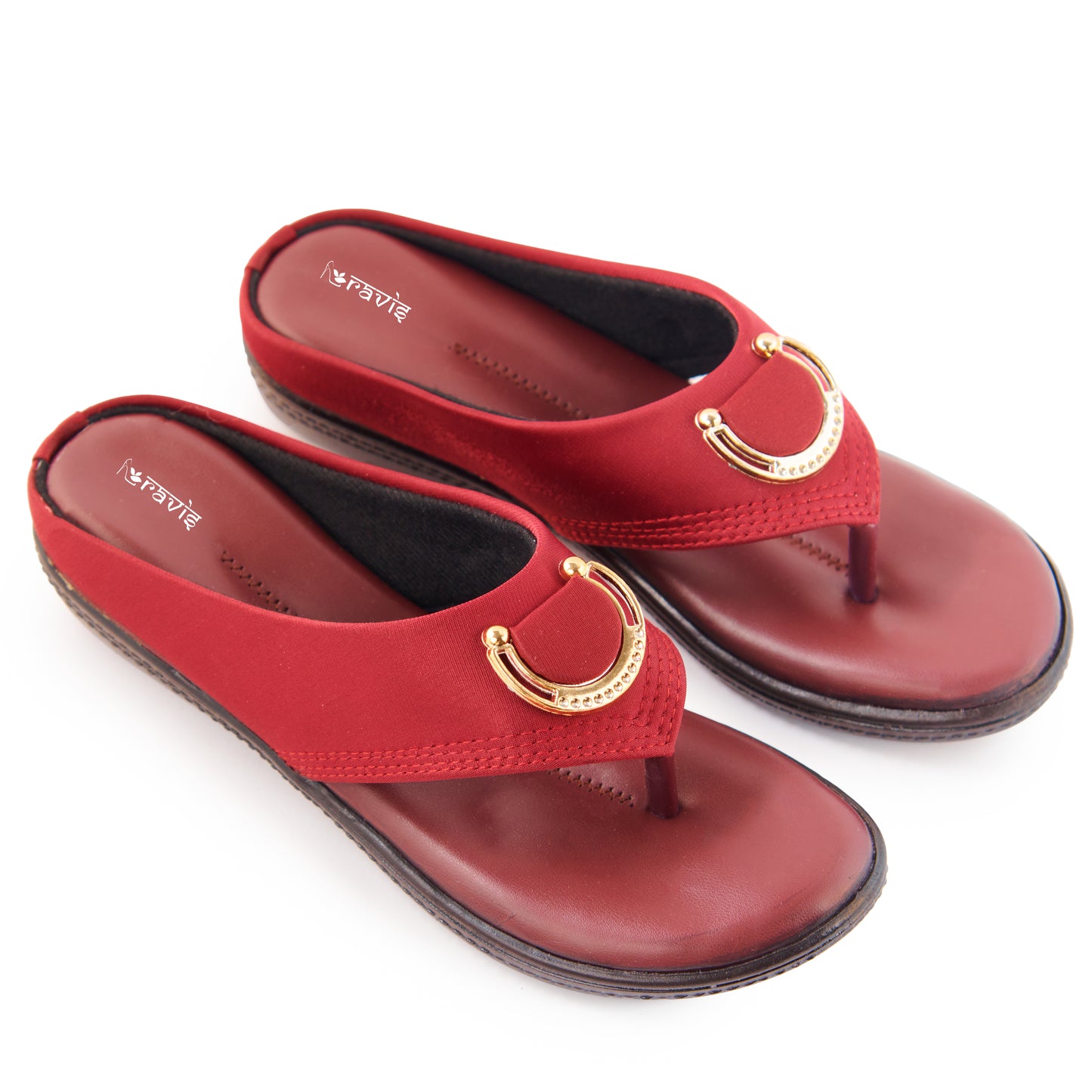 Ravis Gold Ring Toe-Ring Flats – Comfort Slip-On Daily Wear Sandals for Women