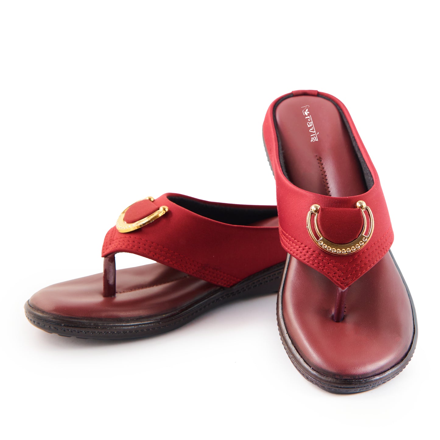 Ravis Gold Ring Toe-Ring Flats – Comfort Slip-On Daily Wear Sandals for Women