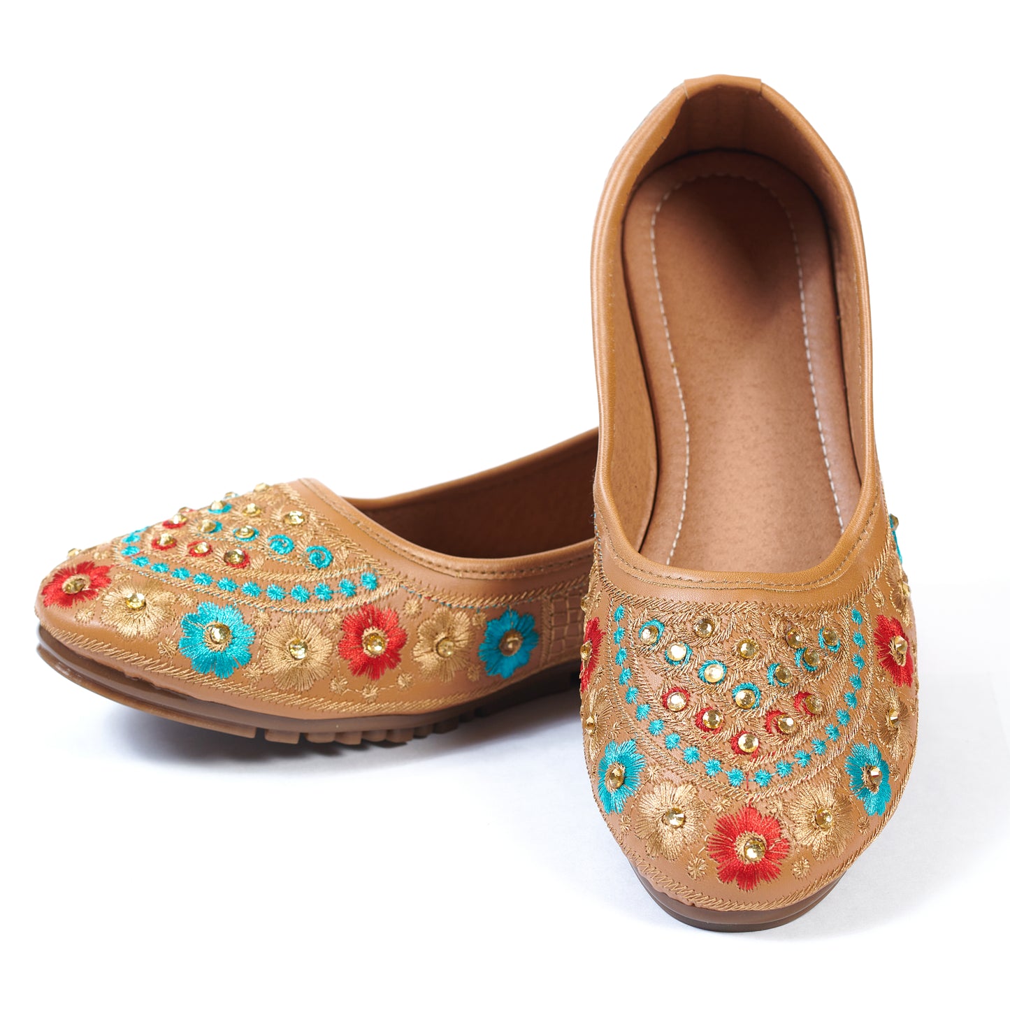 Ravis Embroidered Ethnic Flat Jutti – Traditional Floral Design for Women