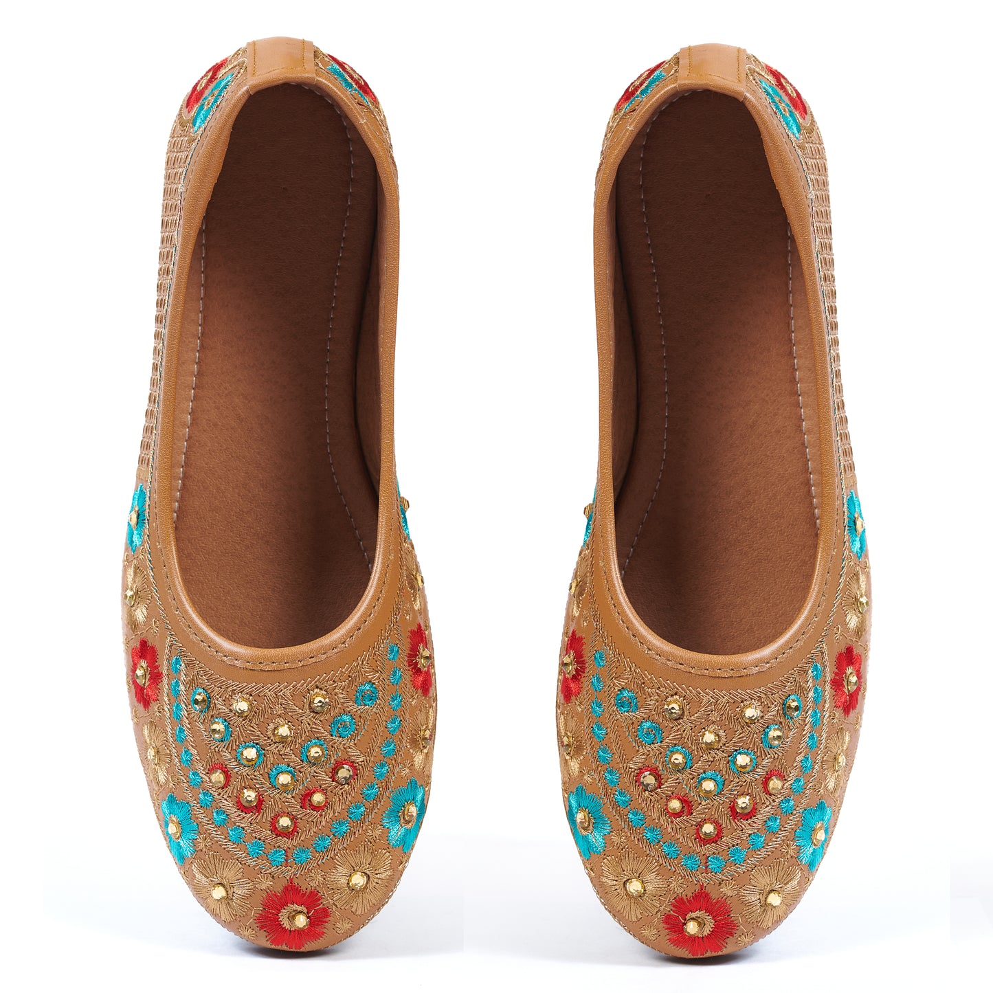 Ravis Embroidered Ethnic Flat Jutti – Traditional Floral Design for Women