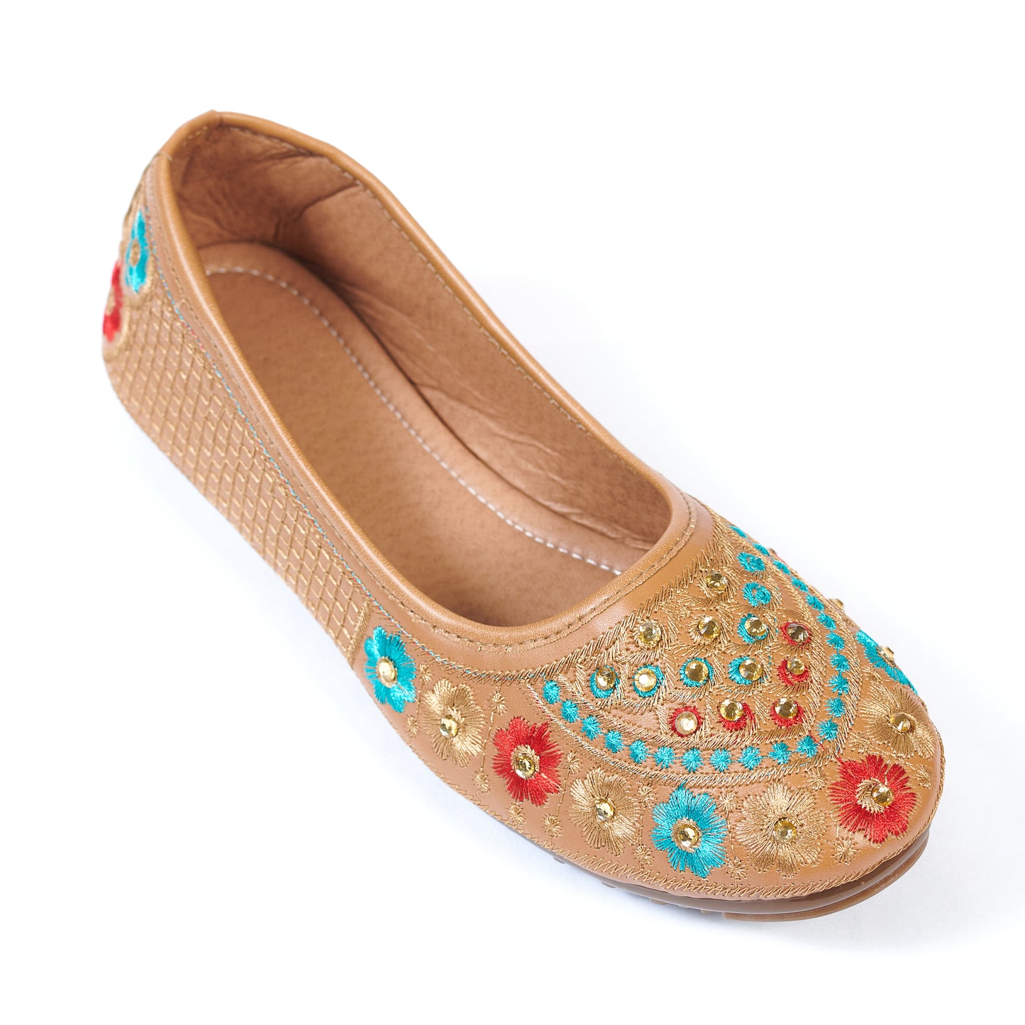 Ravis Embroidered Ethnic Flat Jutti – Traditional Floral Design for Women