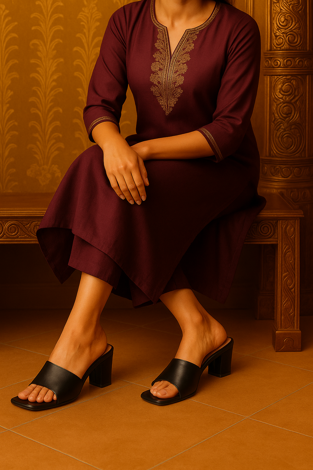 RAVIS Sleek Square-Toe Block Heels