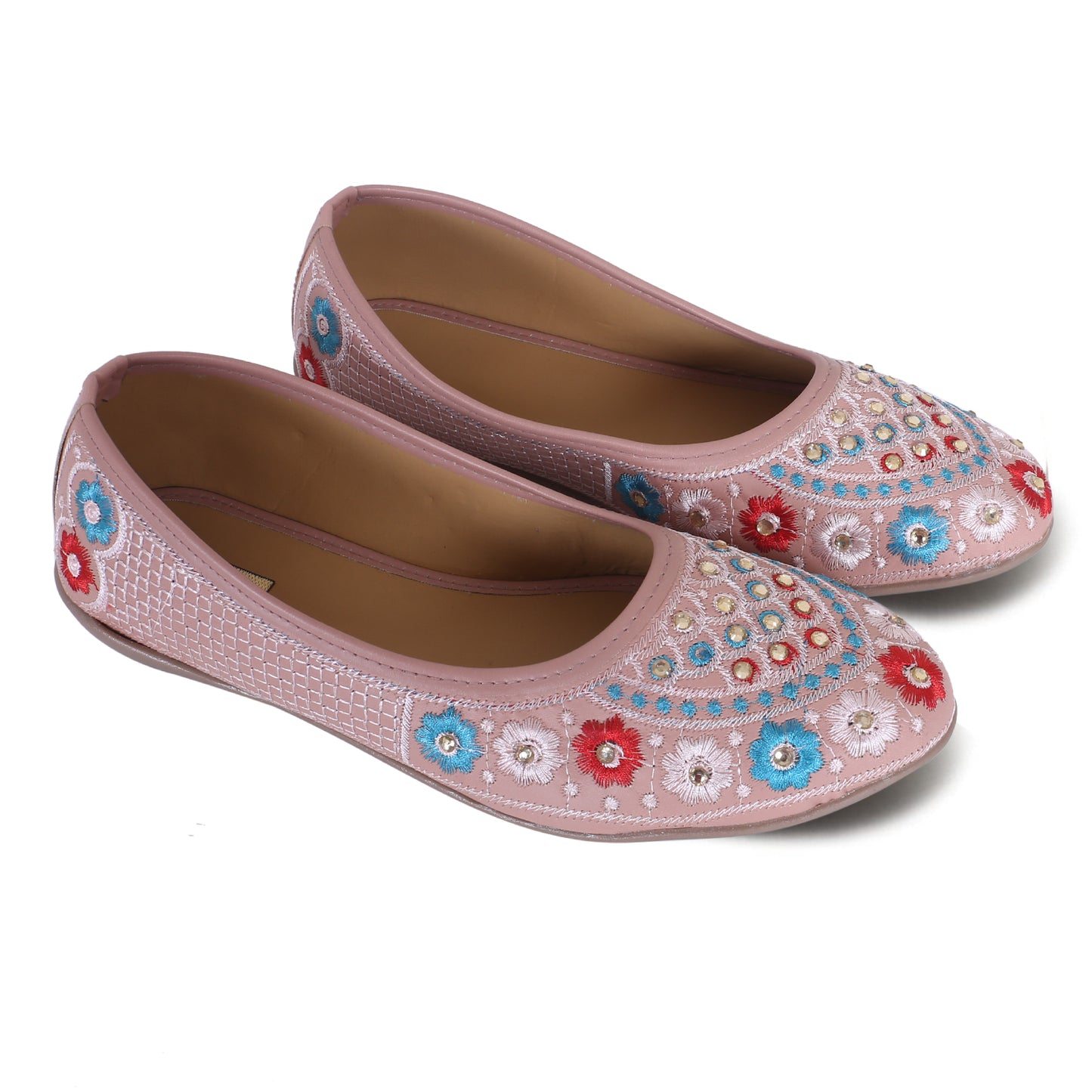Ravis Embroidered Ethnic Flat Jutti – Traditional Floral Design for Women