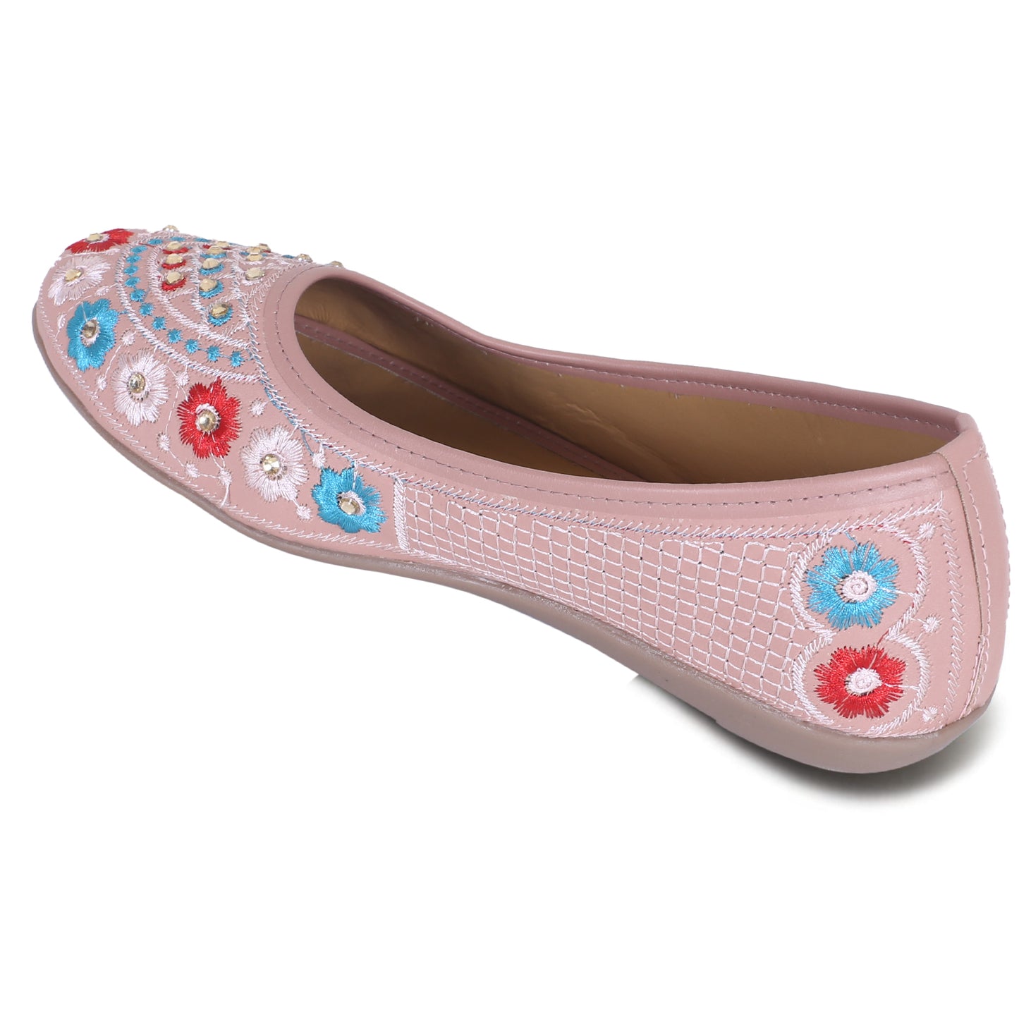 Ravis Embroidered Ethnic Flat Jutti – Traditional Floral Design for Women