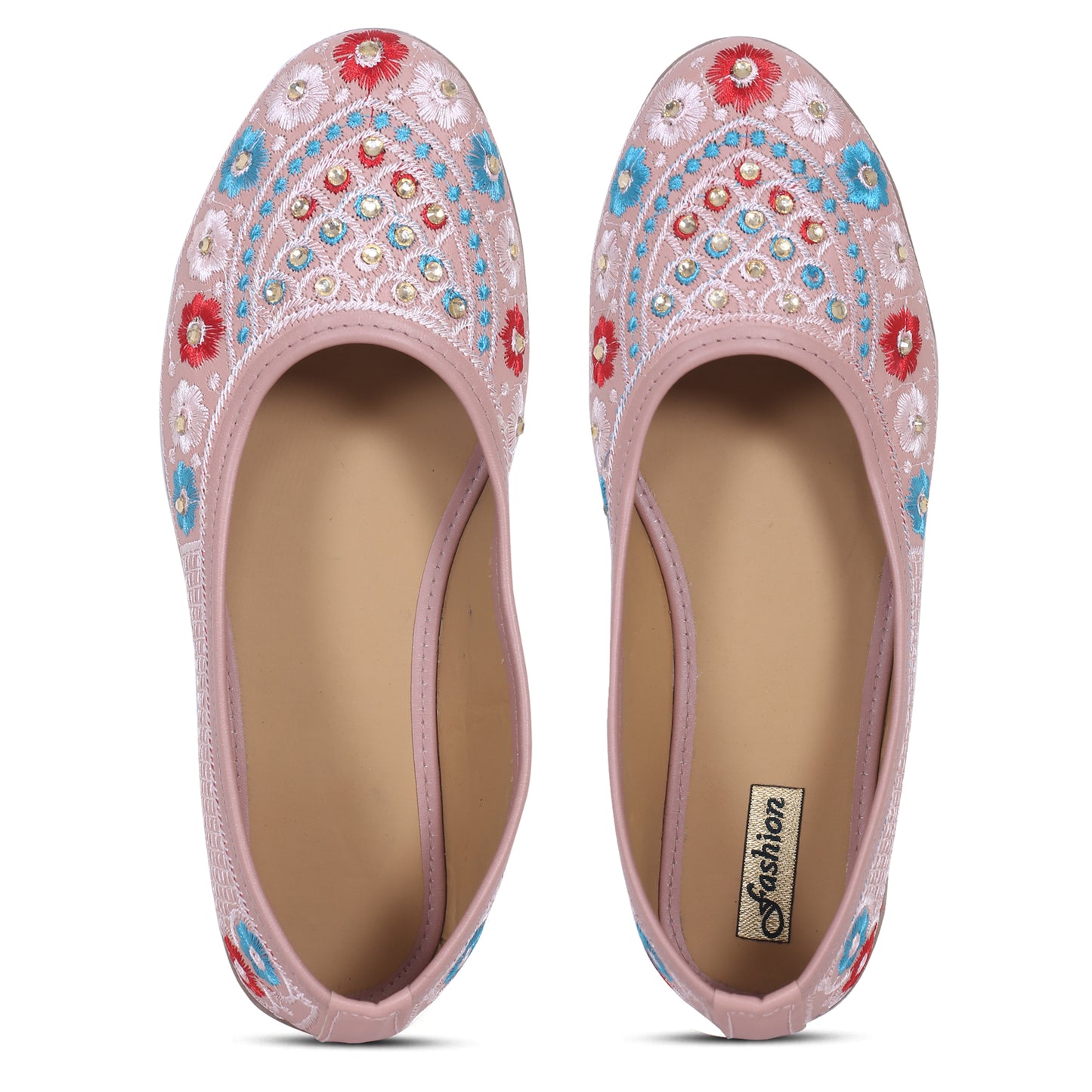 Ravis Embroidered Ethnic Flat Jutti – Traditional Floral Design for Women