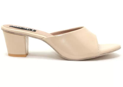 RAVIS Glossy Block Heel Slippers for Women – Open Toe Comfort