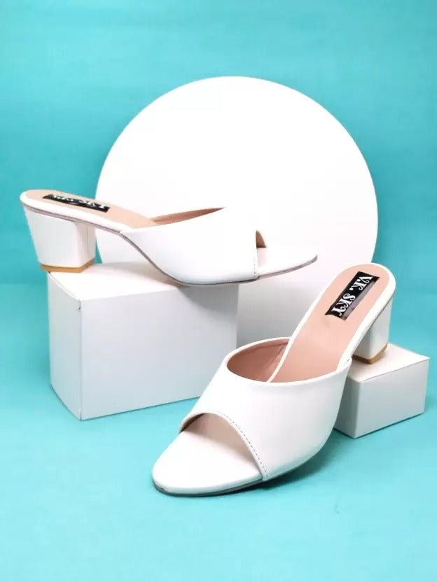 RAVIS Glossy Block Heel Slippers for Women – Open Toe Comfort