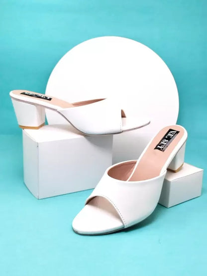 RAVIS Glossy Block Heel Slippers for Women – Open Toe Comfort