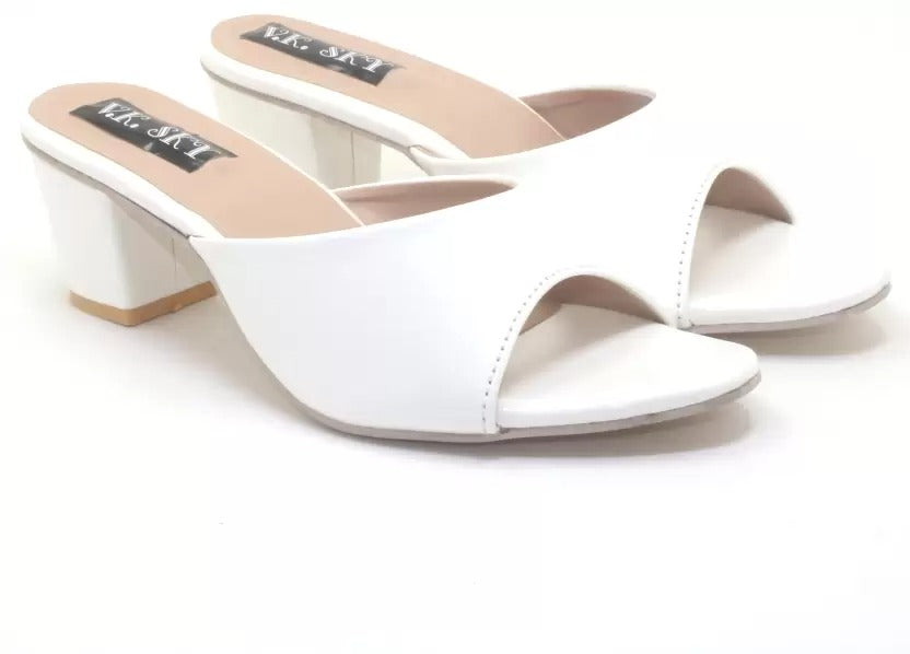 RAVIS Glossy Block Heel Slippers for Women – Open Toe Comfort