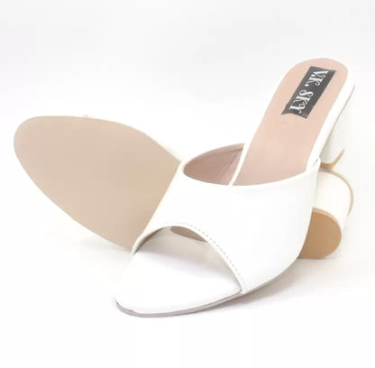 RAVIS Glossy Block Heel Slippers for Women – Open Toe Comfort