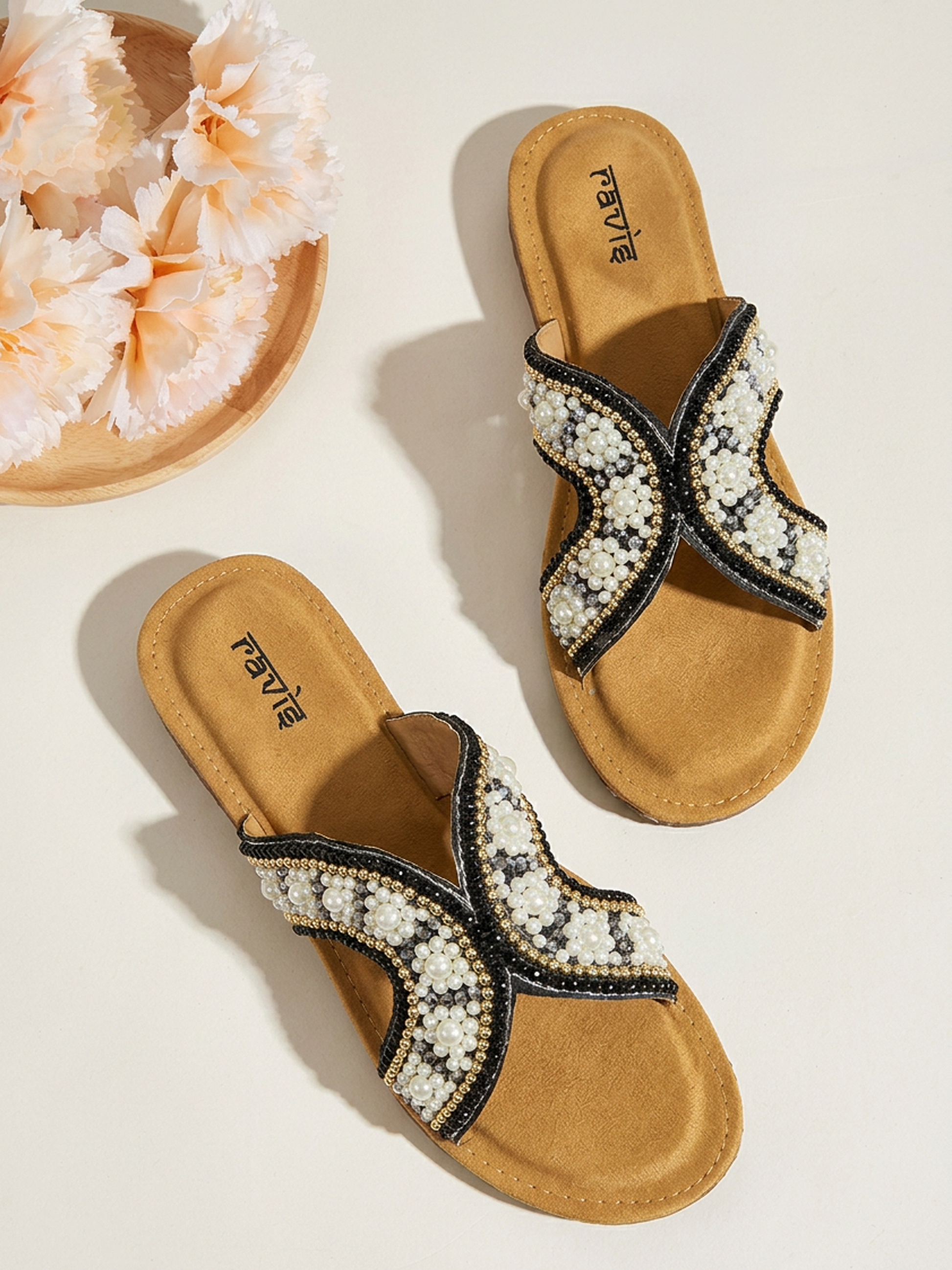 black Meets Style Slipper for Women Top View Ravis Footwear