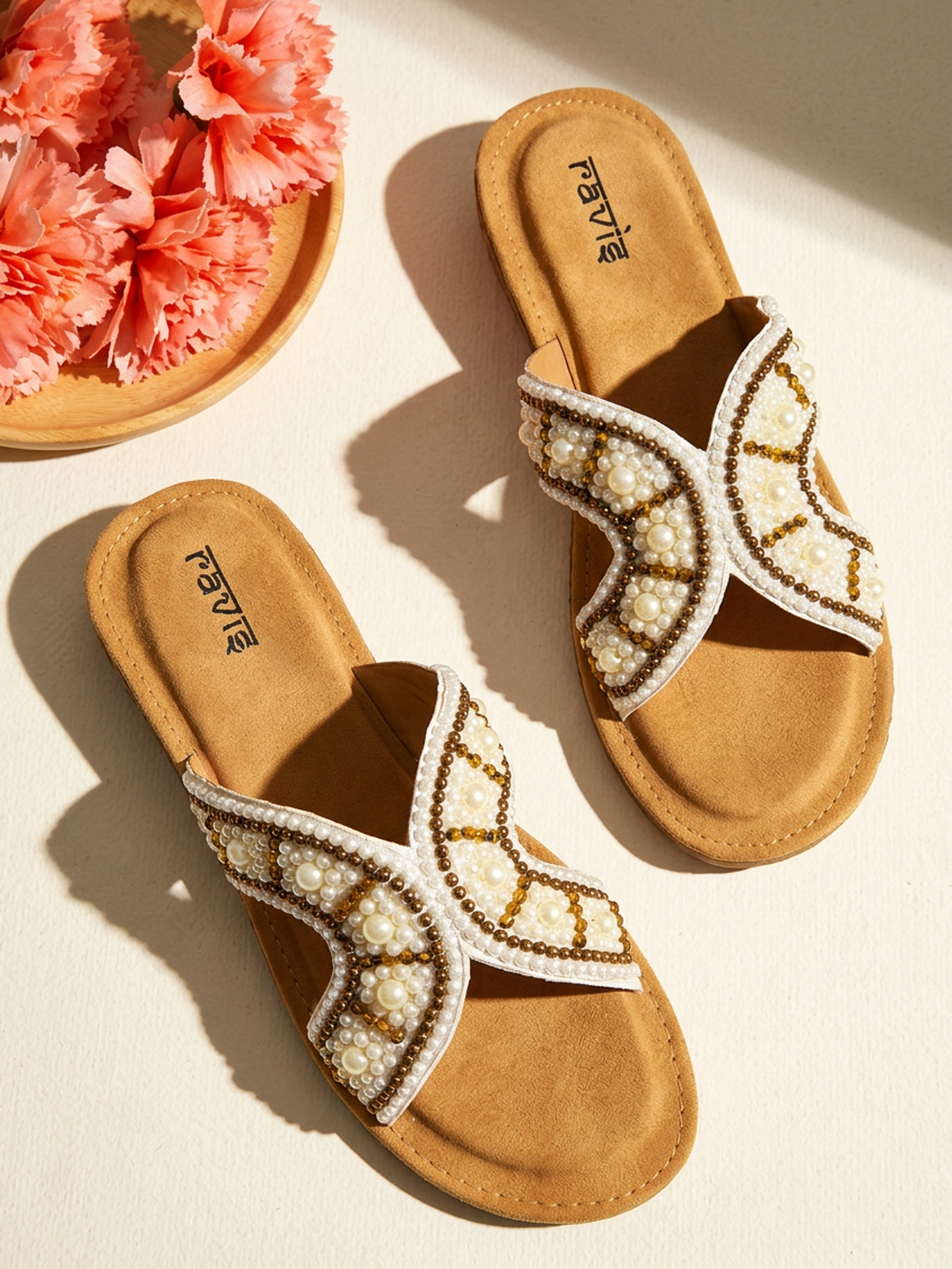 Cream Meets Style Slipper for Women Top View Ravis Footwear