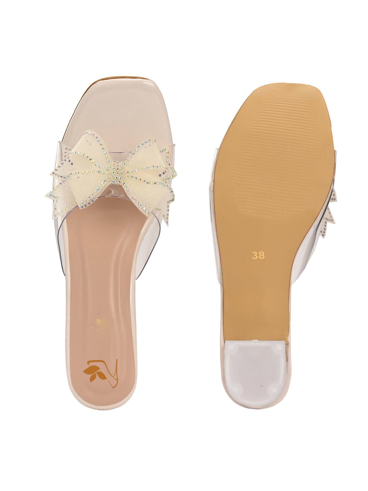 Cream Ravis Beautiful Flower Bow Block Heel for women - product view 4