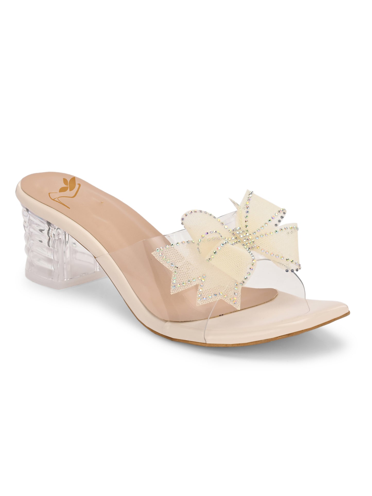 Cream Ravis Beautiful Flower Bow Block Heel for women - product view 2
