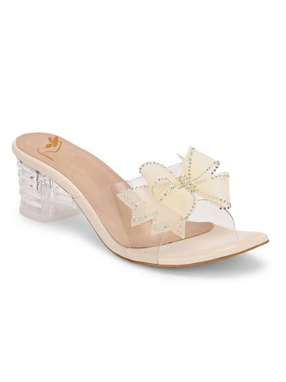 Cream Ravis Beautiful Flower Bow Block Heel for women - product view 2