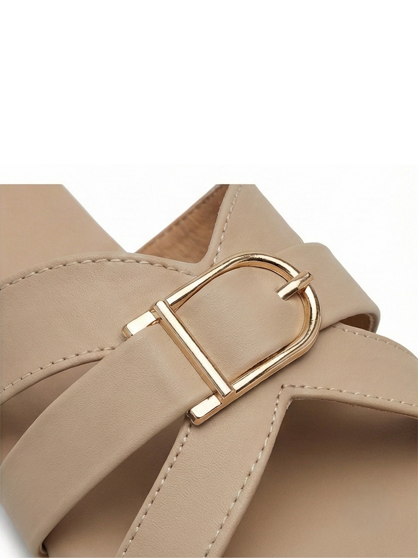 Beige | Ravis Women Studded Cross Strap Slipper