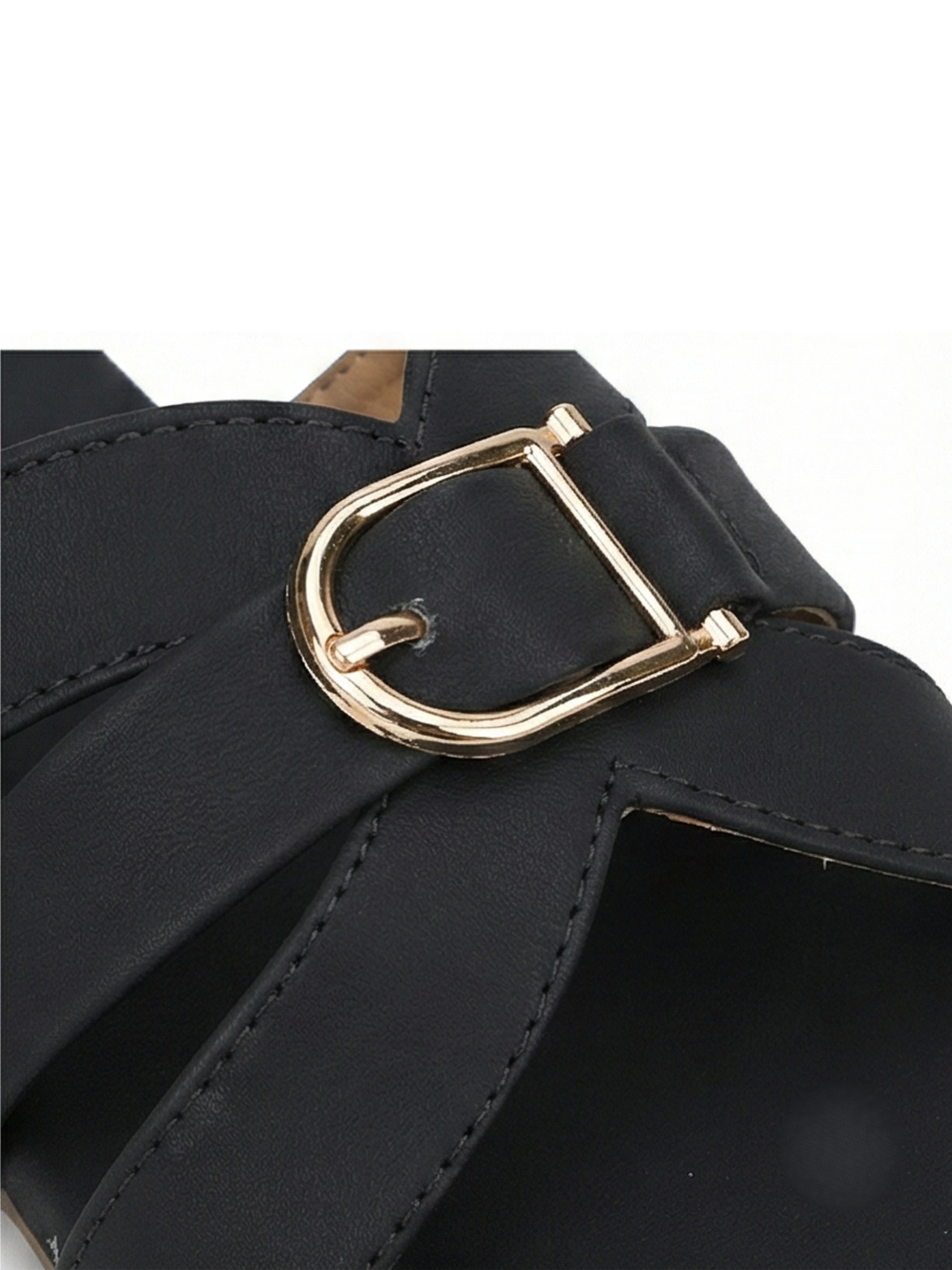 Black | Ravis Women Studded Cross Strap Slipper