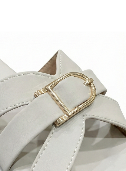 Grey | Ravis Women Studded Cross Strap Slipper