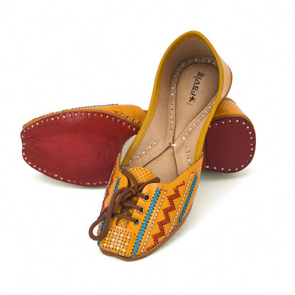 RAVIS Women’s Lace-Up Embroidered Jutti
