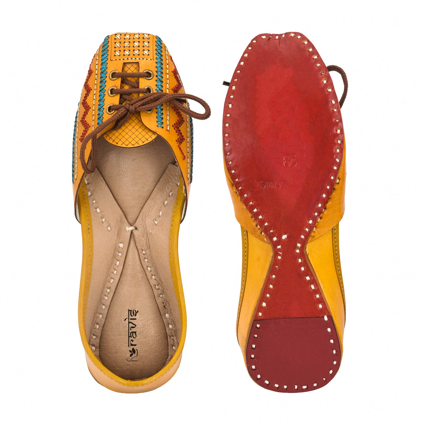 RAVIS Women’s Lace-Up Embroidered Jutti