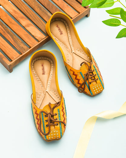 RAVIS Women’s Lace-Up Embroidered Jutti