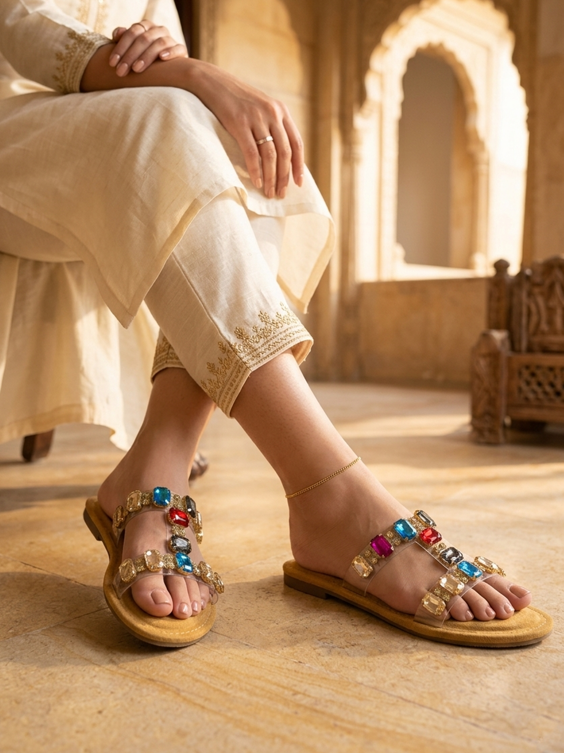 Multicolor multi stone sliders