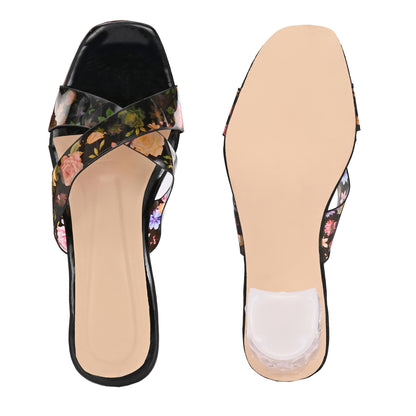 RAVIS Rosette Vibe Heels – Floral Glam for Modern Steps
