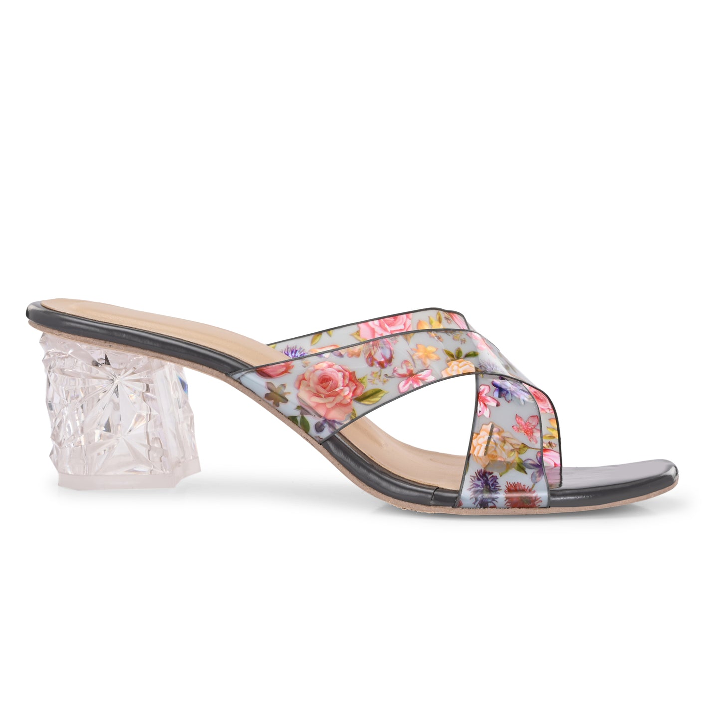 RAVIS Rosette Vibe Heels – Floral Glam for Modern Steps