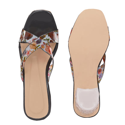 RAVIS Rosette Vibe Heels – Floral Glam for Modern Steps