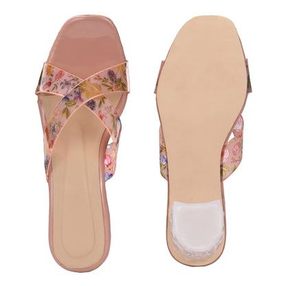 RAVIS Rosette Vibe Heels – Floral Glam for Modern Steps
